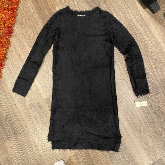 IF IT WERE ME Fuzzy Soft Cozy Black Long Sleeve Sweater Midi Dress Whimsigoth M - Picture 5 of 16